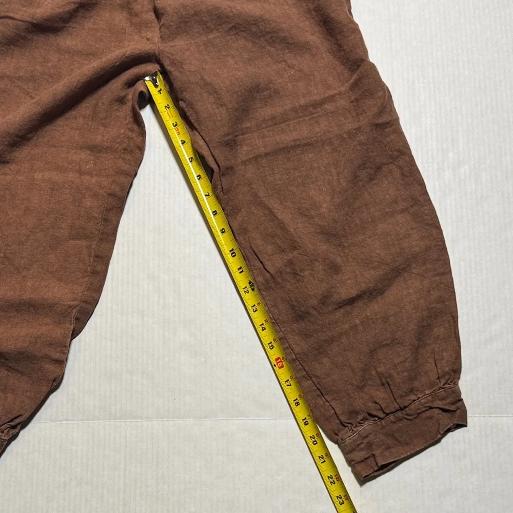 No. 6 Store 100% Linen Rust Brown Loungewear Jogger Pants Oversized Comfy Size 2 - Picture 6 of 10